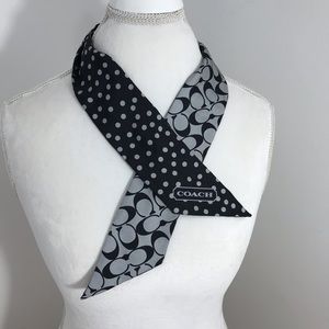 Coach Handbag Scarf Black and Silver Logo